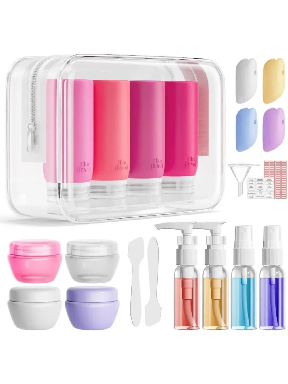 21 Pack Travel Bottles for Toiletries - Leak-Proof, TSA Compliant Silicone Set